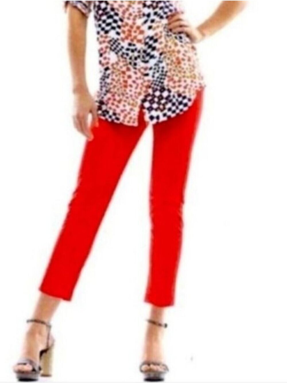 Cabi Style #646 Women's Work It Capri Cropped Pants in Poppy Red Size 2